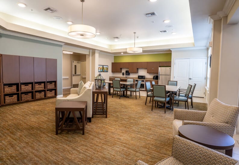 Open Common Area Lounge Inside a Memory Care Community Open Common Area Lounge Inside a Memory Care Community