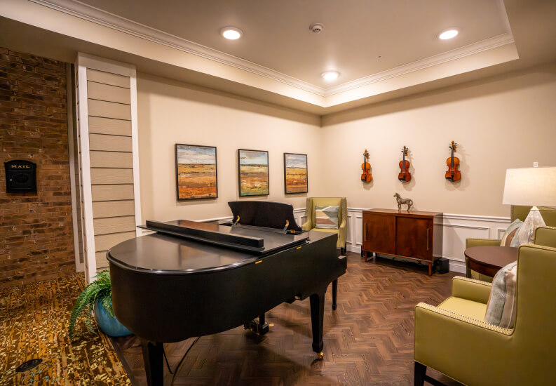 Grand Piano in the Music Room of a Memory Care Facility Grand Piano in the Music Room of a Memory Care Facility