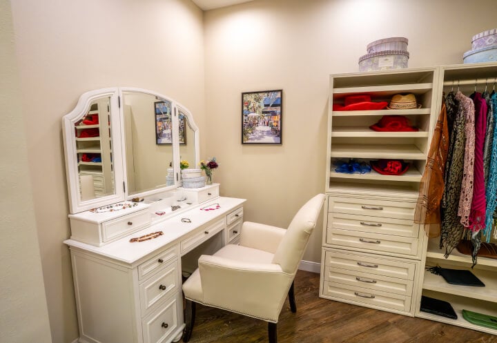 Spacious Walk-In Closet and Vanity at a Memory Care in Abilene Texas Spacious Walk-In Closet and Vanity at a Memory Care in Abilene Texas